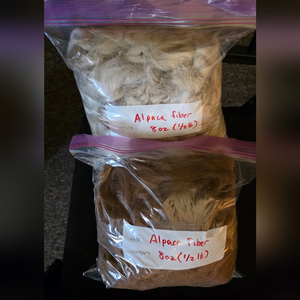 One Pound Of Unprocessed Alpaca Fiber In Brown And Cream Colors - Picture 2 of 8